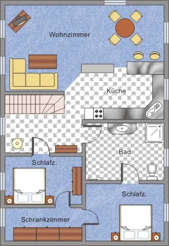 Grundriss der Ferienwohnung - zum Vergrößern anklicken!