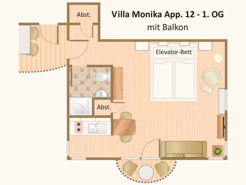 Grundriss des Appartements 12 in der Villa Monika Sassnitz