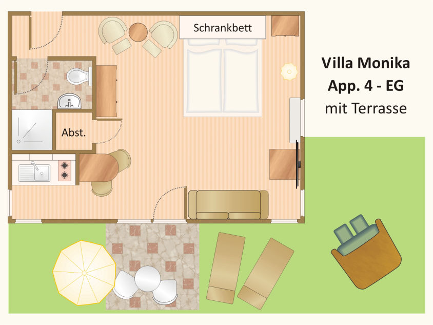 Grundriss des Appartements 4 in der Villa Monika Sassnitz